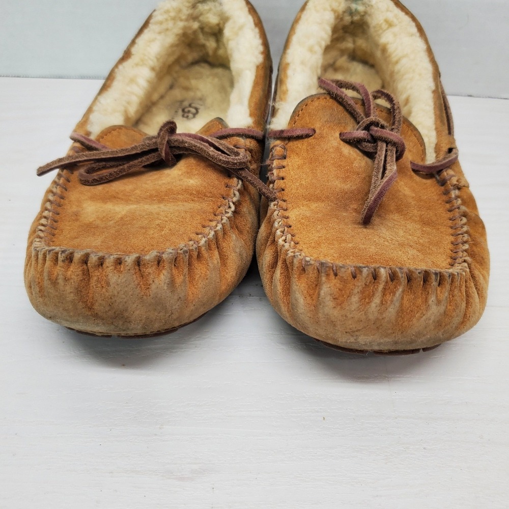 UGG Australia Ansley Moccasin Slippers Womens Size 7 Suede Leather Lined Loafers - Picture 5 of 16